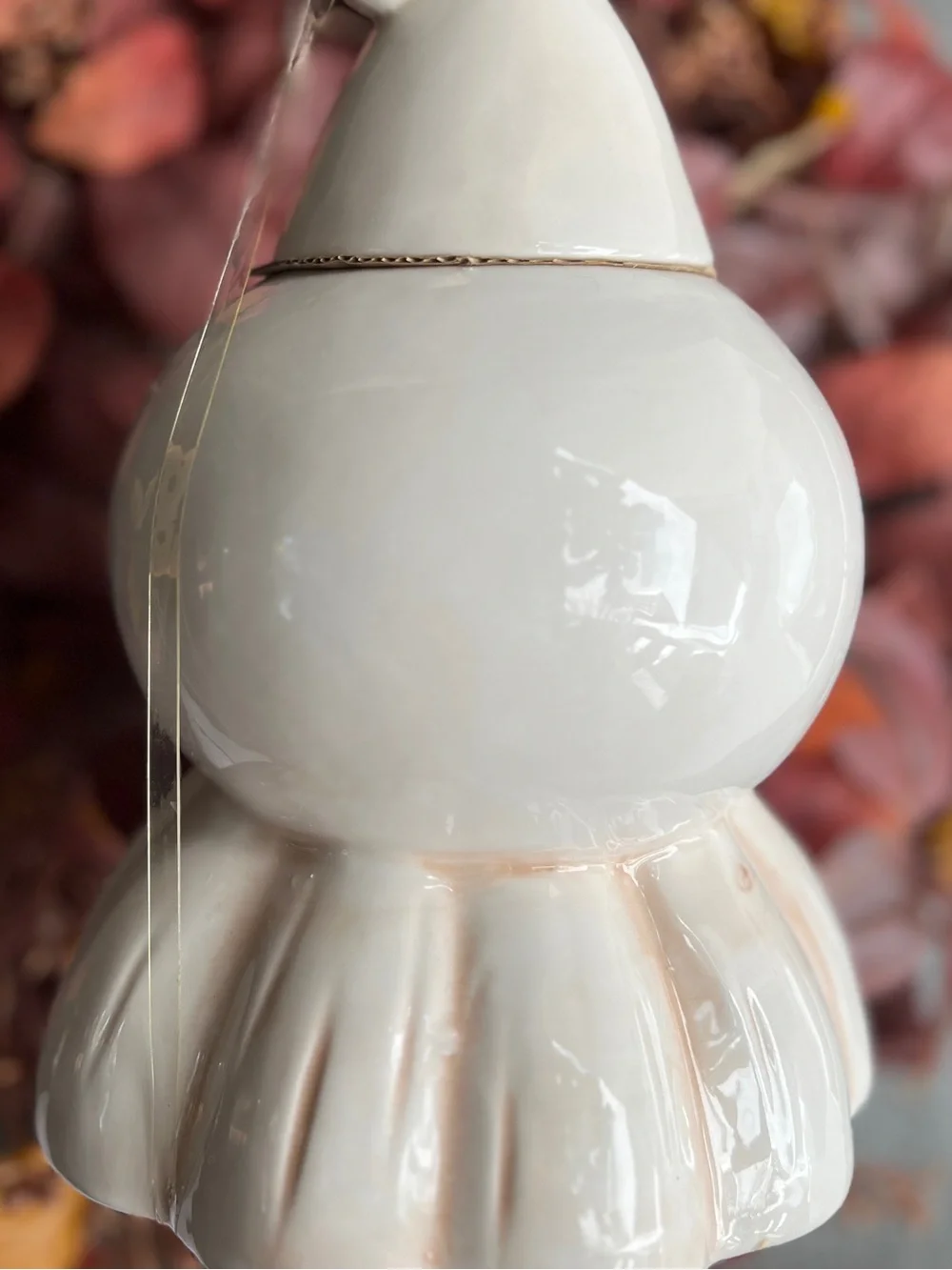 White Ceramic Ghost Figurine Holiday Decor by